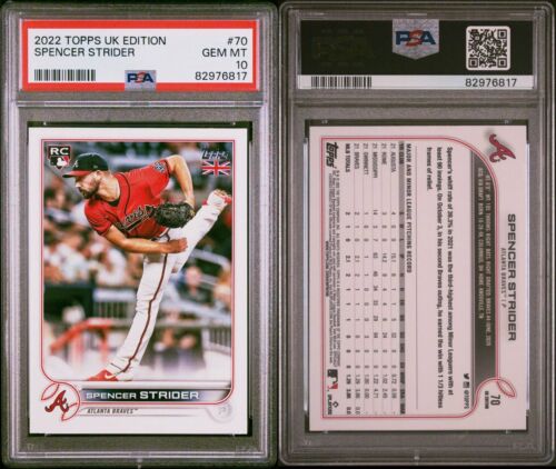 2022 Topps UK Edition Spencer Strider Rookie RC #70 Gem Mint PSA 10 Braves