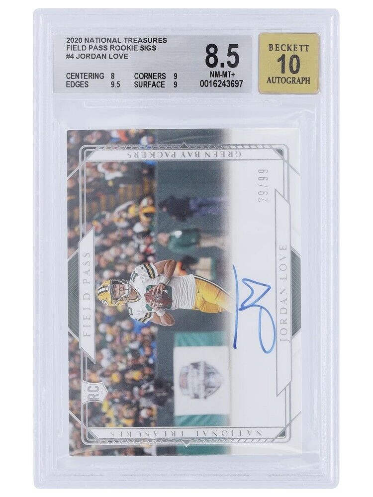 2020 National Treasures Jordan Love RC Rookie Card BGS 8.5 10 Autograph /199