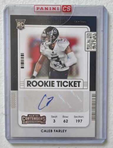 2021 Panini Contenders Football Caleb Farley Rookie Ticket RC Auto Titans