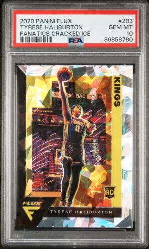 2020-21 Tyrese Haliburton Panini Flux Fanatics Cracked Ice Rookie PSA 10 #203