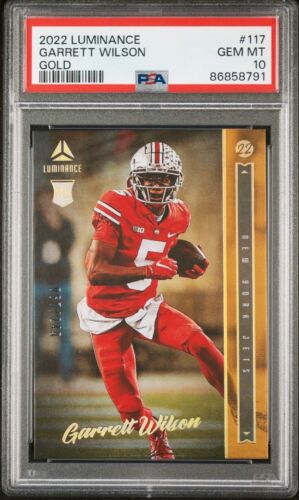 2022 Panini Luminance Garrett Wilson Rookie Gold /249 #117 RC Jets PSA 10 Pop 1