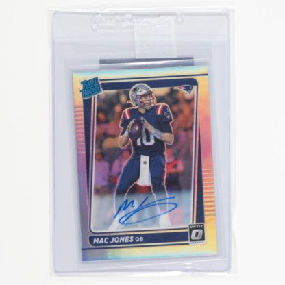 2021 Donruss Optic Mac Jones Rated Rookie RC On Card Auto Silver Holo /125