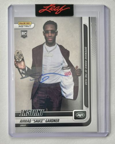 2022 Panini Instant #269 Ahmad Sauce Gardner Auto /440 Leaf COA NY Jets DROY