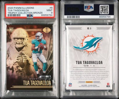 2020 Panini Illusions Tua Tagovailoa Trophy Collection Bronze /499 #6 PSA 9 Mint