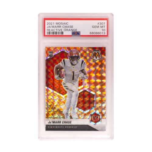 2021 Mosaic Reactive Orange Prizm Jamarr Chase Bengals RC PSA 10 Color Match!