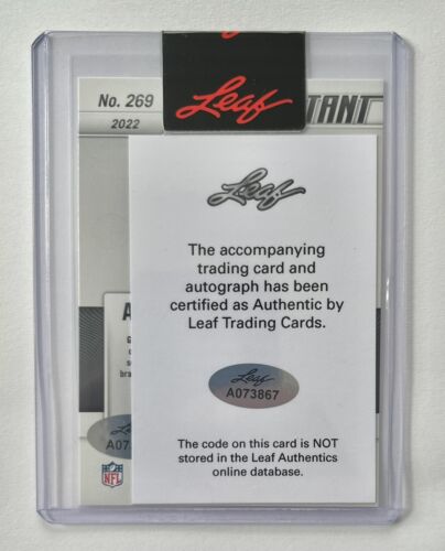 2022 Panini Instant #269 Ahmad Sauce Gardner Auto /440 Leaf COA NY Jets DROY