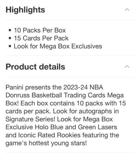 2023-24 Panini Donruss Basketball Mega Box Factory Sealed NBA Trading Cards