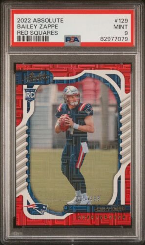 2022 Absolute Bailey Zappe Red Squares Rookie RC /499 PSA 9 Mint Patriots