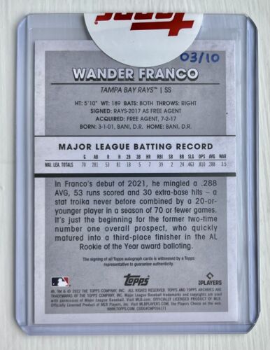 2022 Topps Archives Snapshots #42 Wander Franco Auto RC Rookie Gold /10 Rays