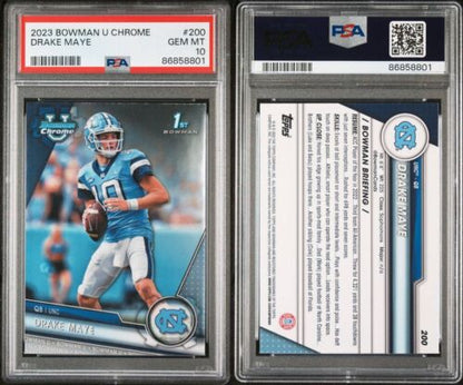 2023 Bowman Chrome U University 1st Drake Maye #200 PSA 10 RC Rookie Gem Mint