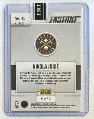 2023-24 Panini Instant Nikola Jokic #45 Versicolor /5 Denver Nuggets