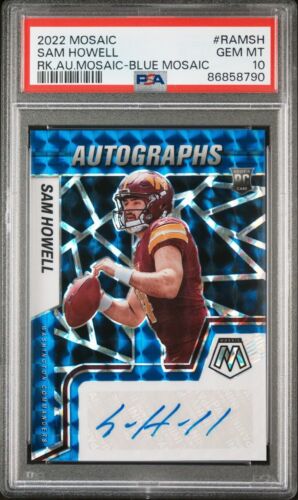 2022 Panini Mosaic Sam Howell Blue Prizm RC Auto /99 Rookie SP GEM MT PSA 10