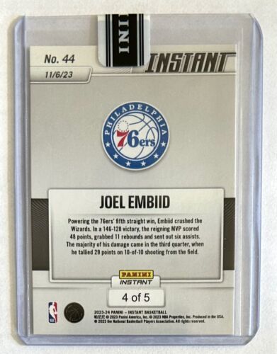 2023-24 Panini Instant Joel Embid #44 Versicolor /5 Philadelpha 76ers Sixers MVP