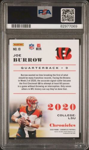 2020 Panini Chronicles Pink #19 Joe Burrow RC Rookie MINT PSA 9 Bengals