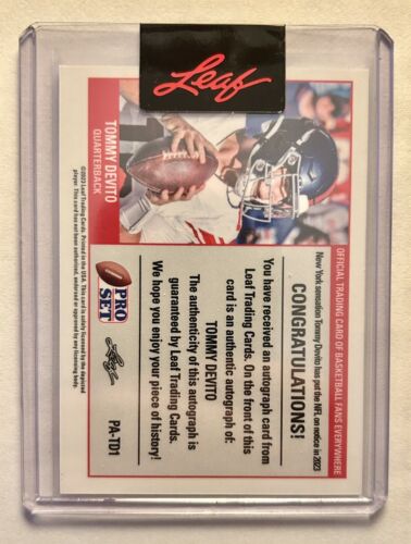 2023 Leaf Pro Set Tommy Devito RC Auto New York Giants Rookie Tommy Cutlets /246