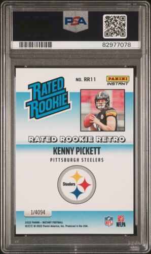 2022 Panini Instant #RR11 Kenny Pickett RC Card Rated Rookie Retro Mint PSA 9