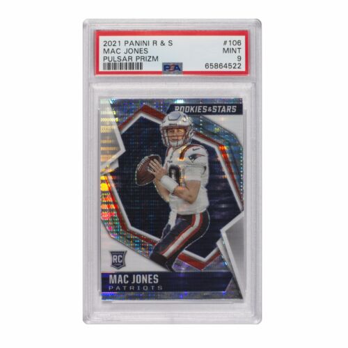 Mac Jones Patriots 2021 Panini Rookies & Stars Pulsar Prizm Card #106 PSA 9 Mint