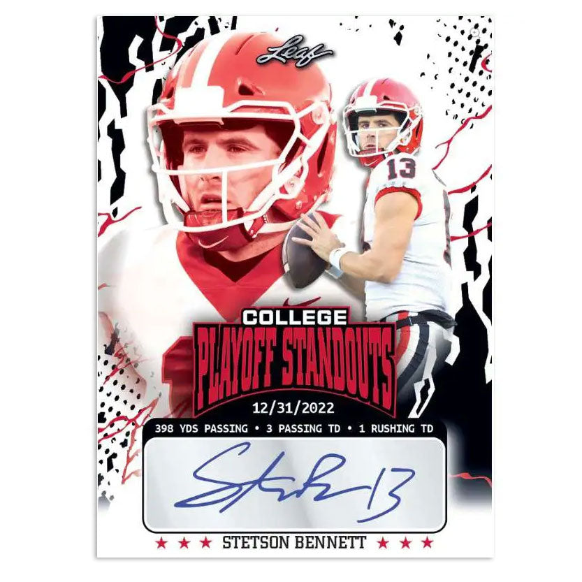 2022 Leaf College Playoff Standout Georgia Stetson Bennett Encased Auto /274