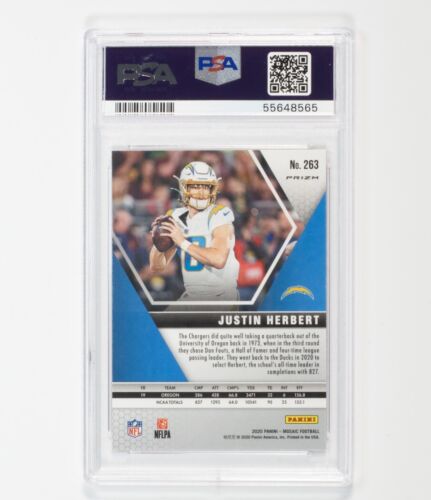 2020 Panini Mosaic Justin Herbert RC Rookie Card Camo Pink #263 PSA 10 Gem Mint