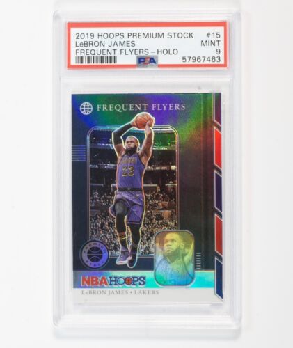 LeBron James 2019 Lakers Hoops Premium Stock #15 Frequent Holo Prizm PSA 9 Mint