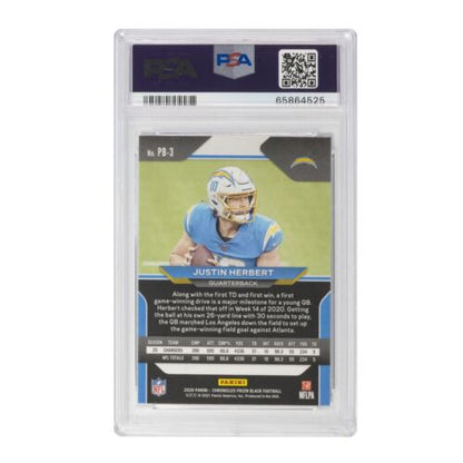 2020 Panini Chronicles Prizm Black #PB3 Justin Herbert Chargers RC Rookie PSA 10