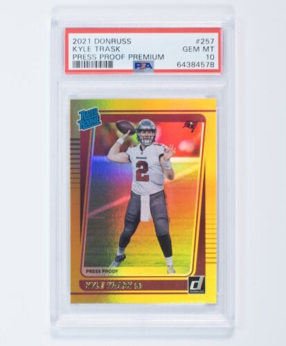 2021 Donruss Kyle Trask Rated Rookie RC Press Proof Premium Gold Holo PSA 10