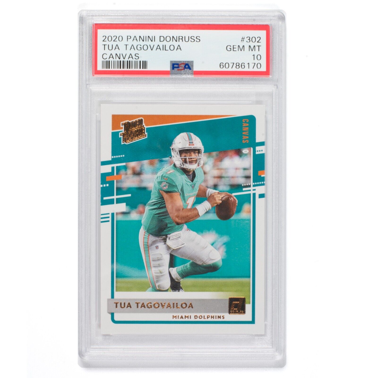 2020 Panini Donruss NFL Tua Tagovailoa Canvas Rated Rookie RC PSA 10