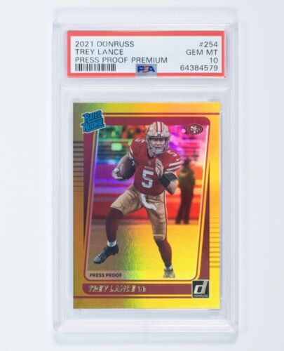 2021 Donruss Trey Lance Rated Rookie RC Press Proof Premium Gold Holo PSA 10