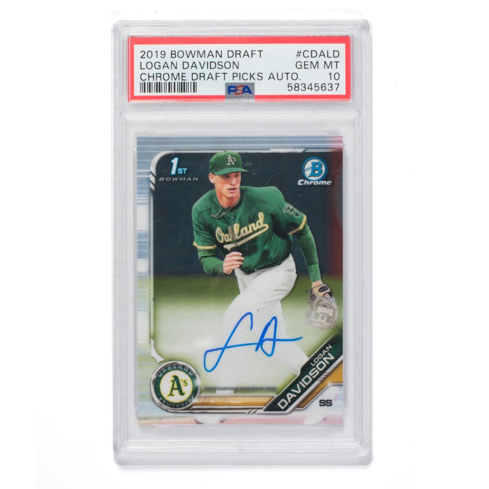 2019 Bowman Draft Chrome DP Autographs Logan Davidson RC #CDA-LD PSA 10 GEM MINT