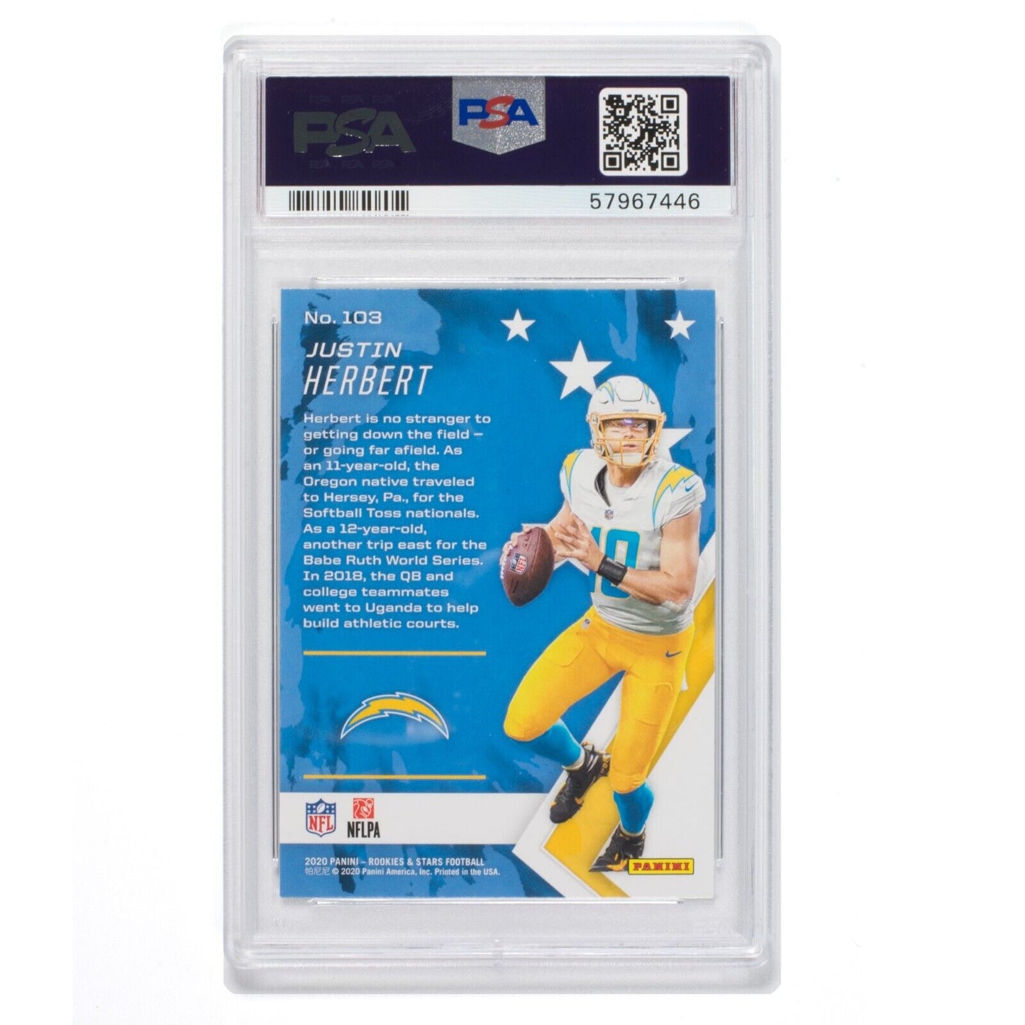 Justin Herbert 2020 Panini Rookies & Stars PSA 9 MINT #103 RC CHARGERS