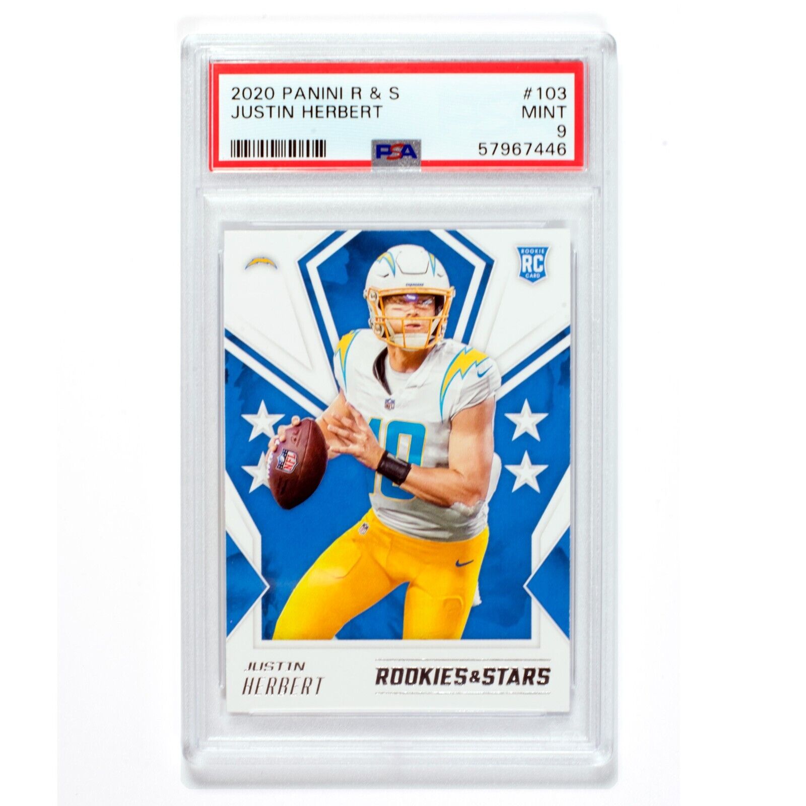 Justin Herbert 2020 Panini Rookies & Stars PSA 9 MINT #103 RC CHARGERS