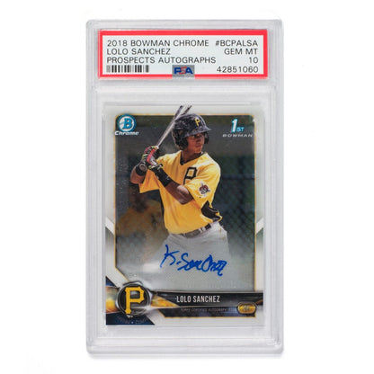 2018 Bowman Chrome Prospects Lolo Sanchez Pirates RC Rookie AUTO PSA 10