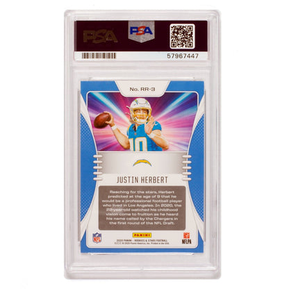 2020 Rookies And Stars Justin Herbert Rookie Rush Panini PSA 9 Chargers RC Mint