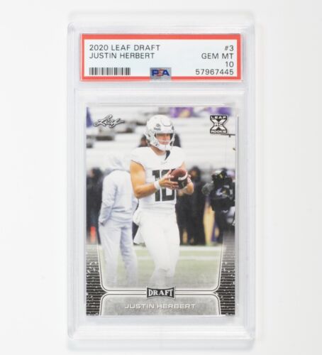 2020 Leaf Draft Justin Herbert Rookie RC #3 PSA 10 Gem Mint Chargers