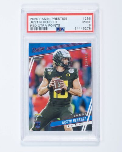 2020 PRESTIGE JUSTIN HERBERT SP RC XTRA POINTS RED #/399 PSA 9 MINT #266 Low Pop