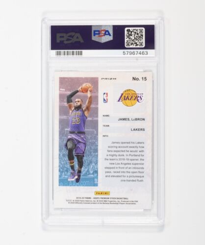 LeBron James 2019 Lakers Hoops Premium Stock #15 Frequent Holo Prizm PSA 9 Mint